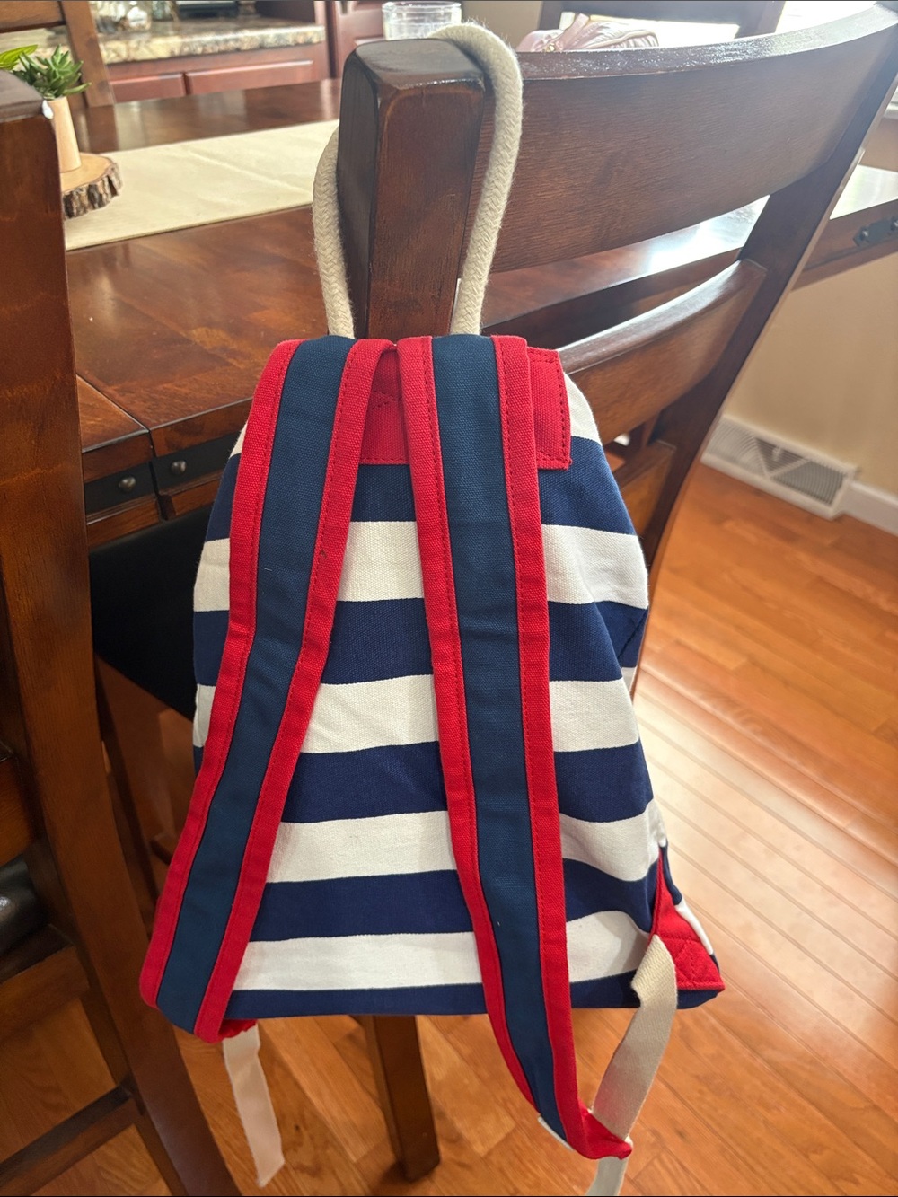 Nautical Stripe Backpack with Rope Drawstring - Picture 2 of 8